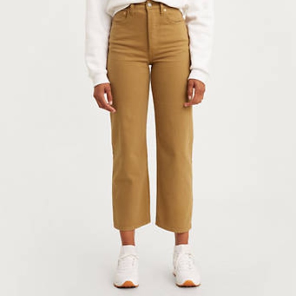 Levi's Denim - Levi's Ribcage High-Waist Straight Leg Ankle Denim Jeans Mustard Brown - W25 L27